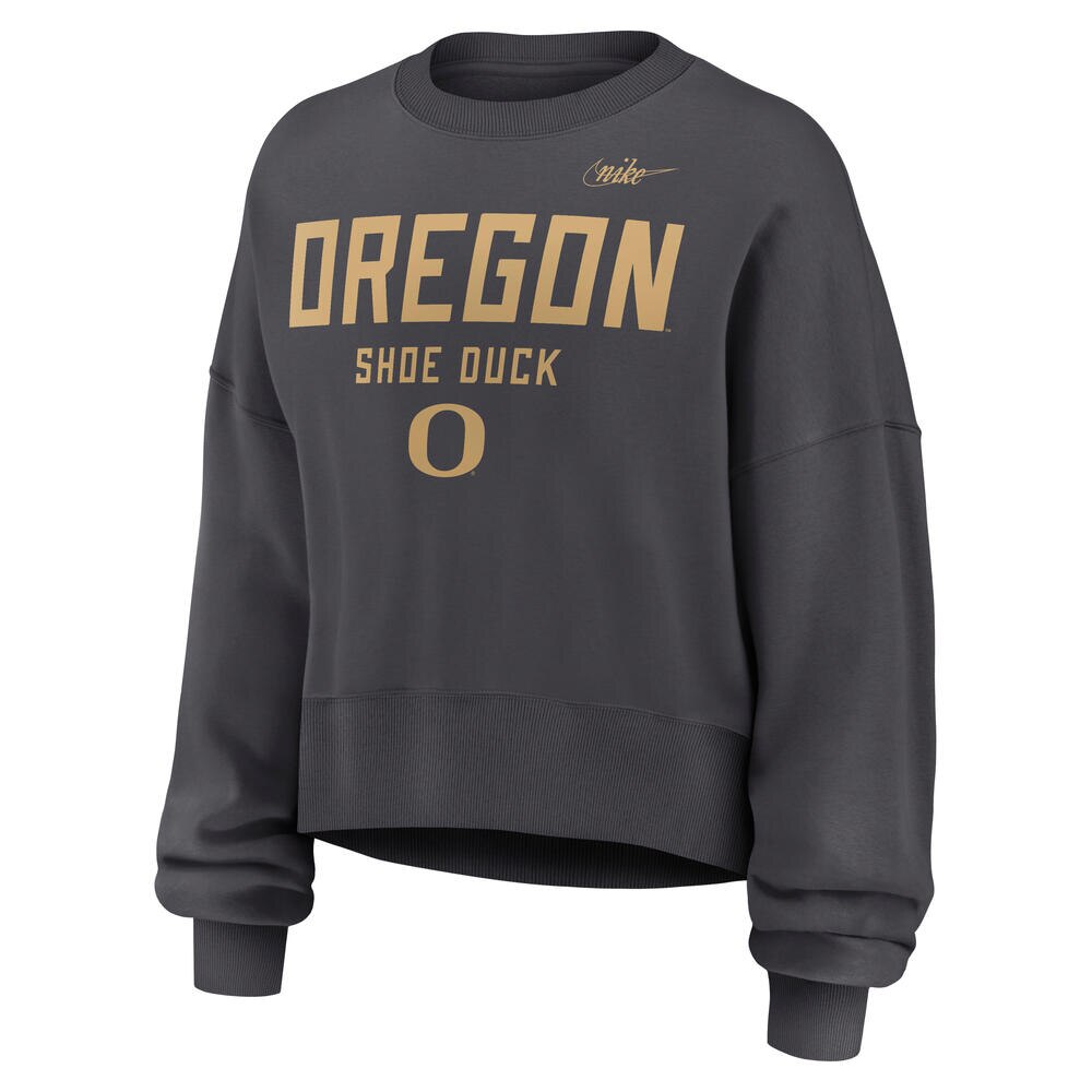 Classic Oregon O, Nike, Grey, Pullover, Cotton Blend, Women, Alt Pack, Phoenix, Oversized, Shoe Duck, Sweatshirt, 954310